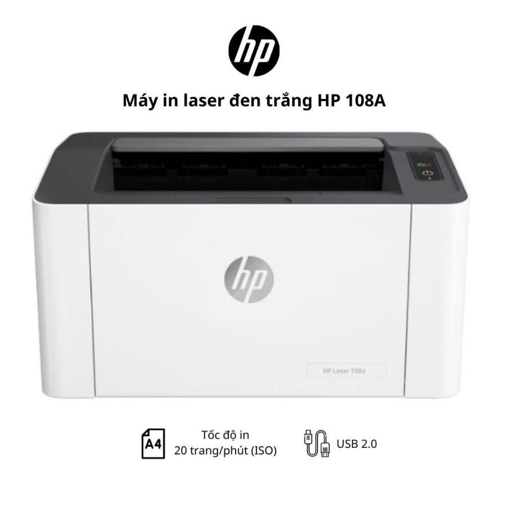 Máy in laser đen trắng HP 108A 4ZB79A - In A4, A5, kết nối USB - Bảo hành Chính Hãng 1 Năm