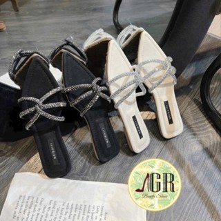 Dép Lê Quai Đính Đá Mũi Vuông Đế Chống Trơn Trượt cao 2cm, sale 3.3