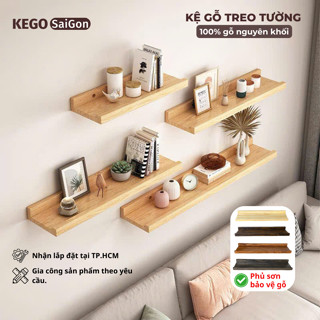 Kệ treo tường gỗ thông nguyên khối (Bản sơn màu + chống ẩm mốc) dùng làm kệ trang trí, kệ sách, kệ gia vị.(Mã :DC03)