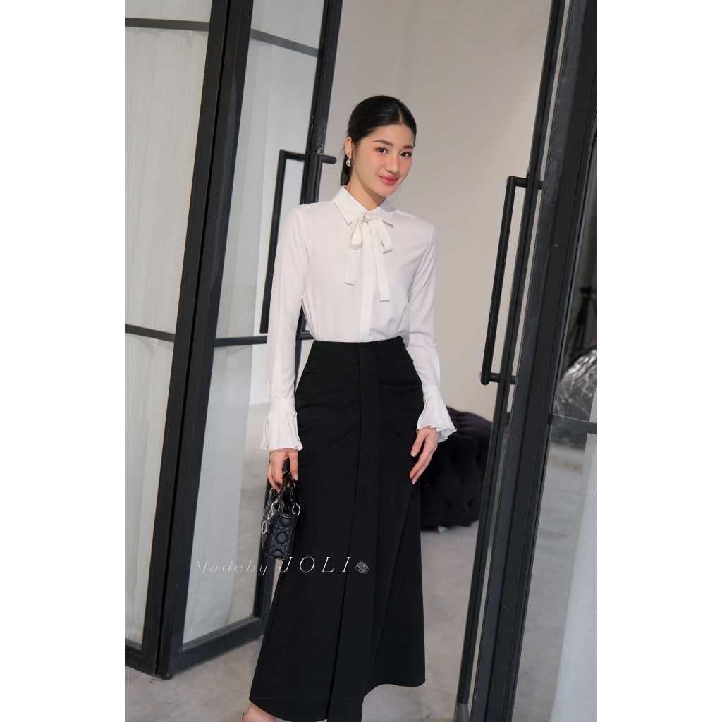 Áo sơ mi nữ màu trắng cách điệu JOLI
