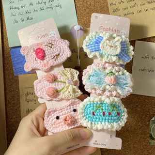   Ảnh thật  Kẹp tóc handmade bằng len sợi thủ công hợp thời trang cho nữ 