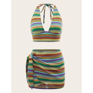 (SẴN XANH S - ORDER SHEIN ) BIXY SET - Bikini váy đi biển phong cách BOHO cá tính Y2K