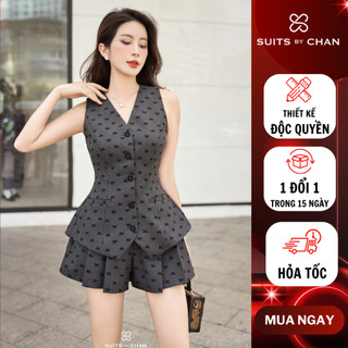  SUITS BY CHAN VIVI KA - Set áo gilet + quần váy họa tiết nơ Ritara Set - SCSE00024 
