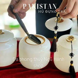 Hũ đựng trà, hũ đựng cà phê đa Onyx Trắng xanh lơ - full hộp ( tặng kèm kiểm định )