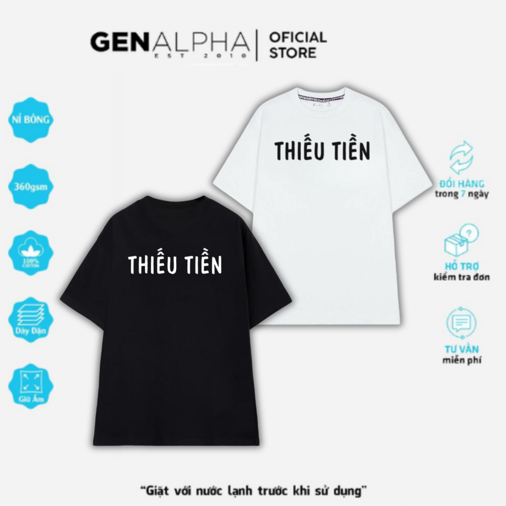 Áo thun Local Brand GEN ALPHA in Thiếu Tien, Áo thun Unisex Form rộng Unisex GEN244