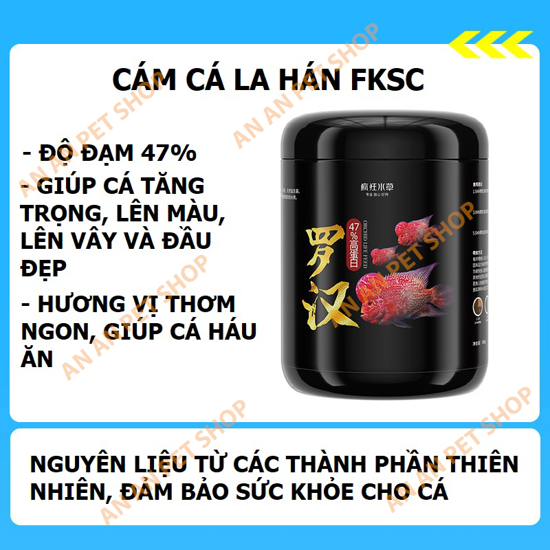 Cám cá La hán FKSC | Thức ăn cá La hán giàu đạm, giúp cá tăng trọng, lên màu, lên đầu và vây