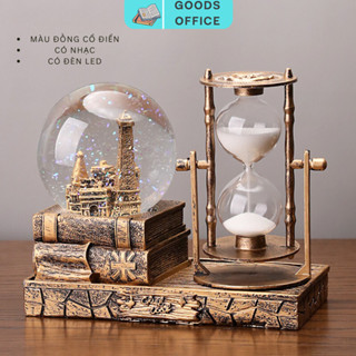 Đồng hồ cát decor quả cầu pha lê,tháp eiffel có hộp nhạc - Quà lưu niệm,quà tặng sinh nhật,trang trí