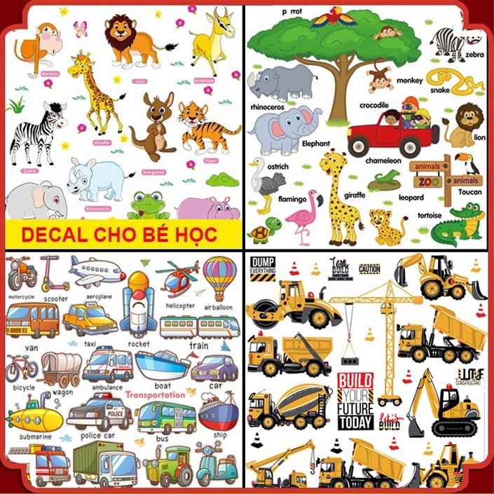 ?Giá Sốc⚡Freeship Decal, Tranh Dán Tường Về Con Vật, Bảng Chữ Cái Có Tiếng Anh Tiếng Việt Cho Bé Học. Trang Trí Nhà Cửa