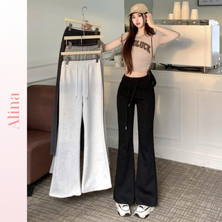  Quần ống loe bigsize cạp cao có dây rút có đường line siêu tôn dáng Quần dài nữ chất liêu nỉ da cá siêu ấm thon gọn chân 