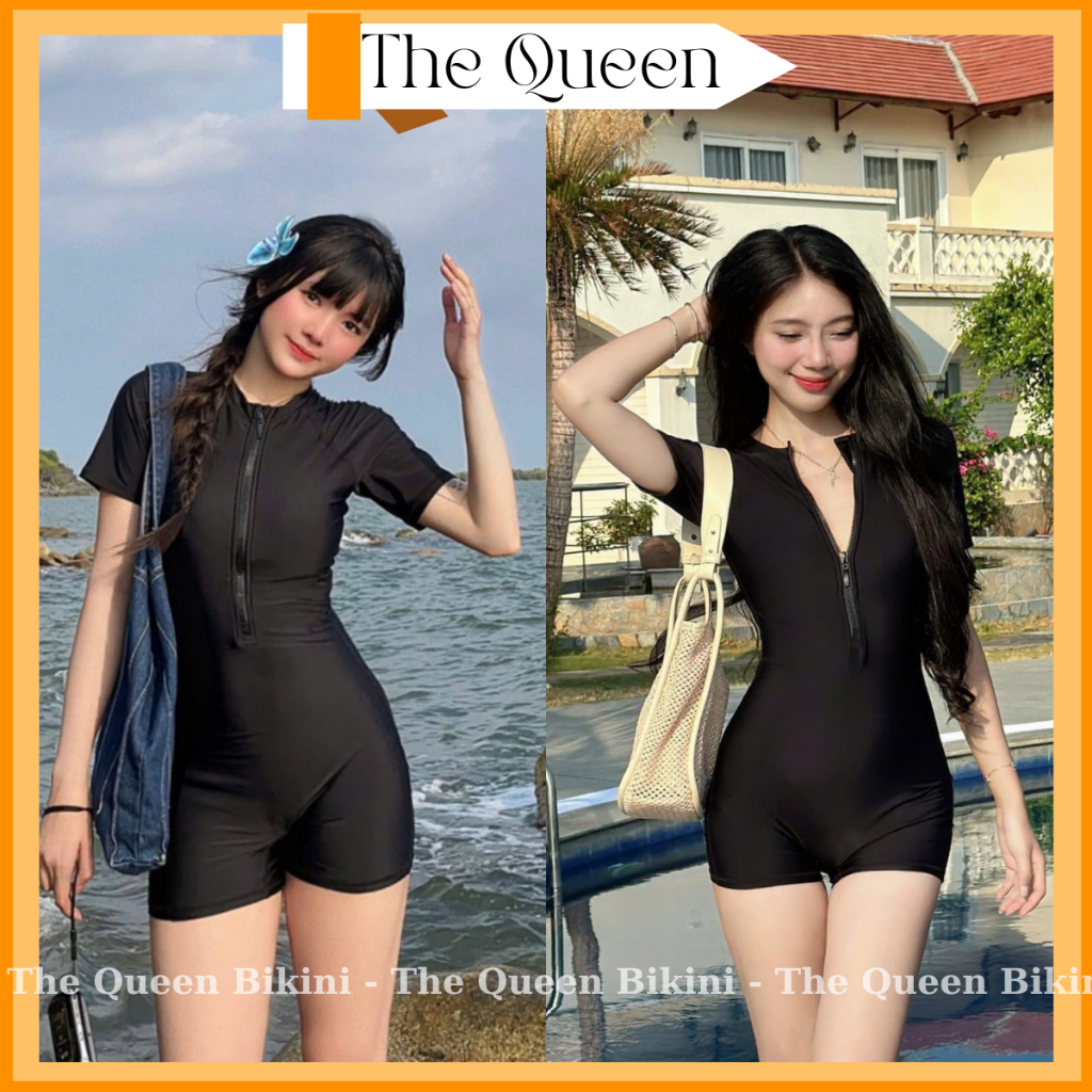[Size S - 2XL] Bikini liền thân đồ bơi nữ đi biển 1 mảnh dây khóa kéo kín đáo tôn dáng gợi cảm The Queen 045 | BigBuy360 - bigbuy360.vn