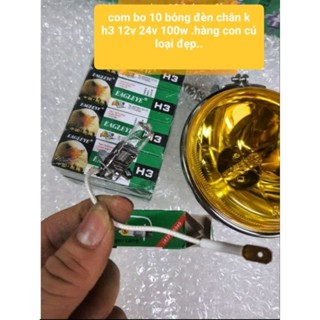 com bo 10 bóng đèn lùi, đèn trợ sáng, đèn gầm chân h3 loại cú đẹp, ó đẹp 12v 24v 100w