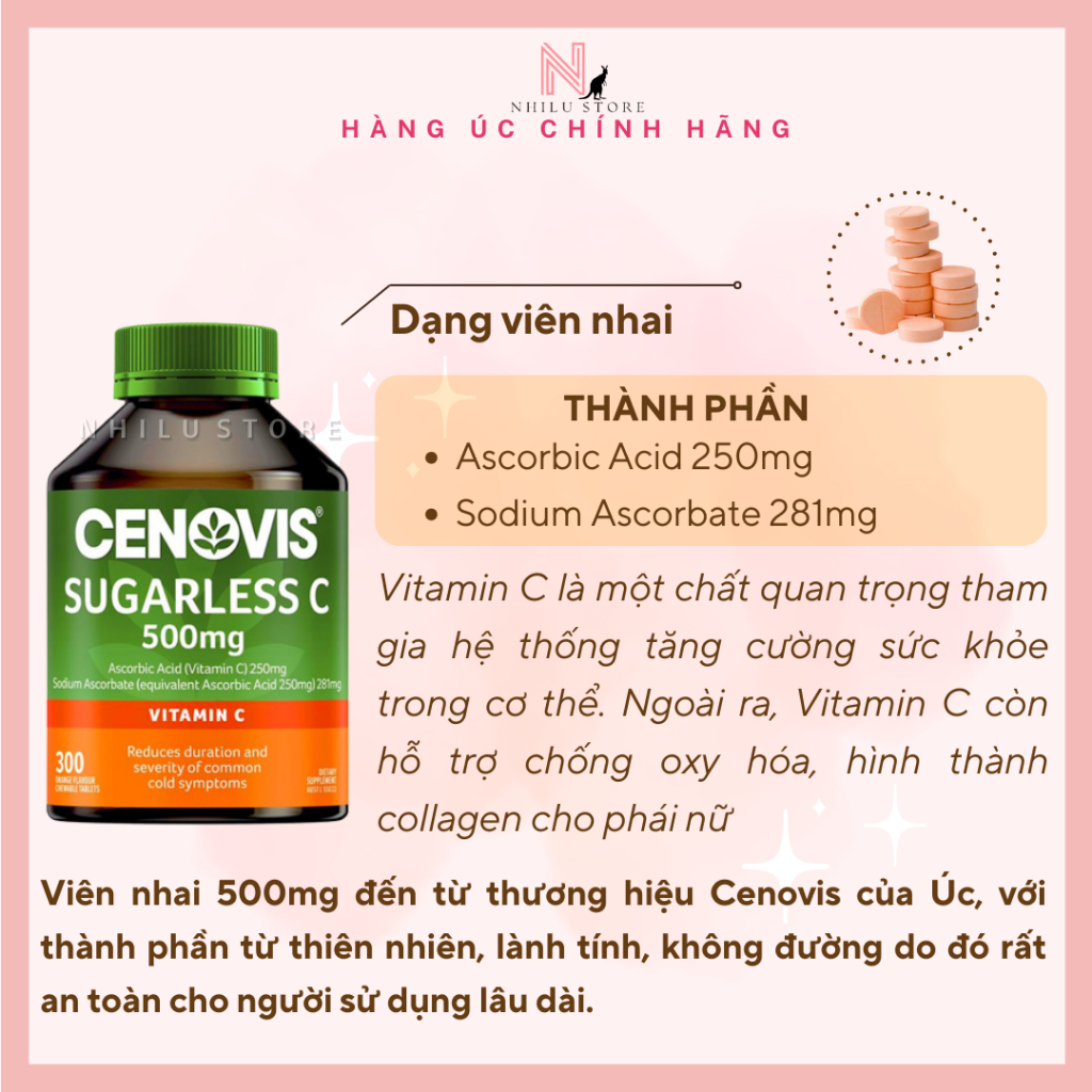 Vitamin C Úc Cenovis 500mg (hộp 300 viên)