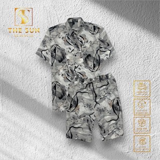 Bộ Quần Áo Lụa Họa Tiết Bồ Công Anh - Bộ Sơ Mi Lụa TS52 - Size 50-100kg - Bộ Cuban Shirt Vải Lụa Mát, Chống Nhăn Tốt