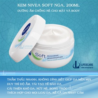 Kem nẻ dưỡng ẩm Nivea soft Nga, dưỡng ấm chống nẻ toàn thân cho da mặt và body, 200ml