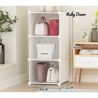 Kệ tủ đựng túi xách,balo,mỹ phẩm,tủ trong suốt bằng nhựa lắp ghép thông minh - tiện lợi,đa dạng màu sắc - RUBY DECOR