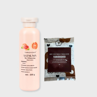 Bột Đậu Đỏ Tarohoko 10g + Kem Body 200g - Dưỡng Trắng Da, Mờ Thâm, Dưỡng Ẩm