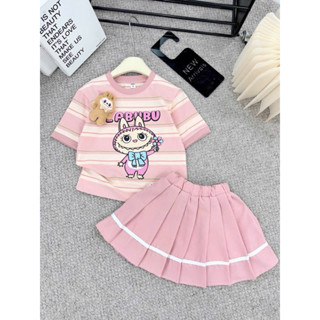 E65 set váy bé gái kèm gấu labubu siêu yêu 10-30kg nhà mộc baby store