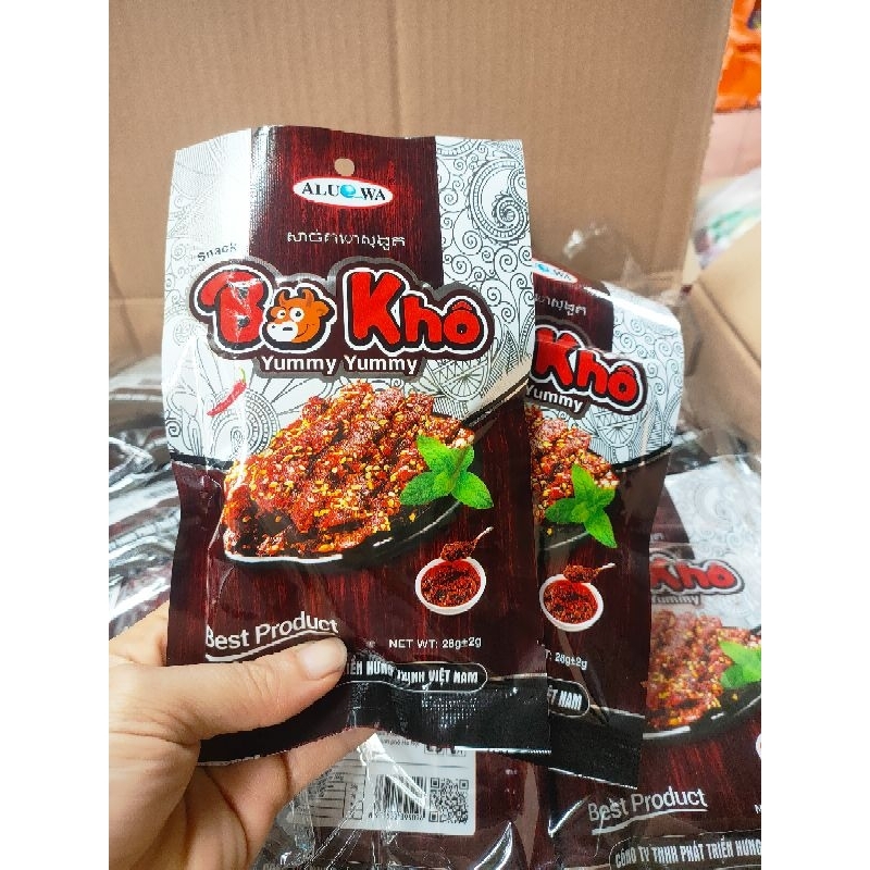 com bo 10 gói snack bò khô