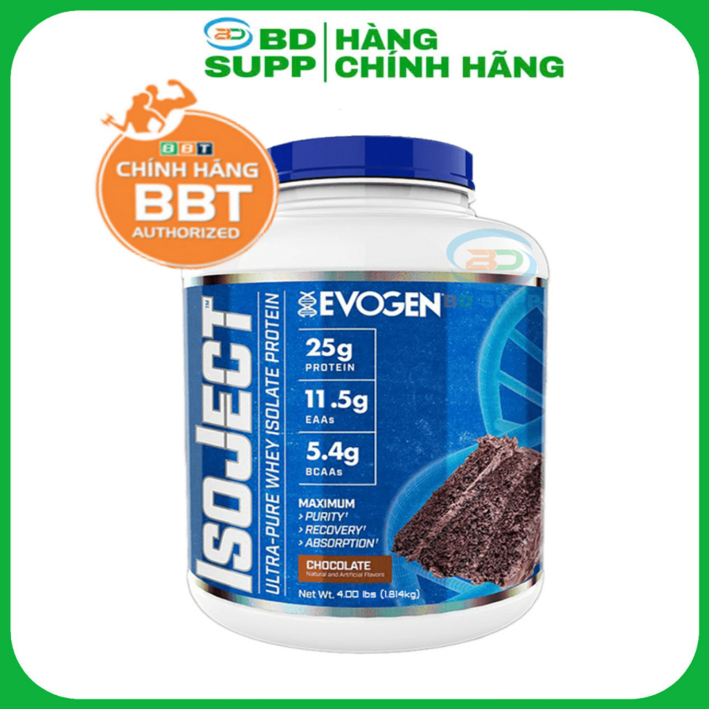 [Hàng BBT] Evogen IsoJect Whey Protein (1.8kg 55sv), Sữa Đạm 100% Whey Protein Isolate Hấp Thu Nhanh