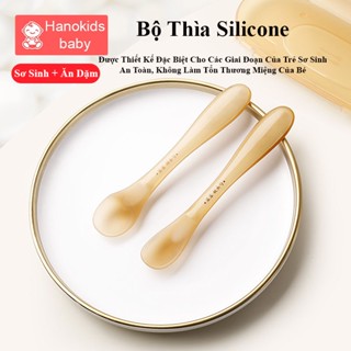  Thìa Ăn Dặm Cho Bé Muỗng Ăn Silicone Kháng Khuẩn Kèm Hộp Đựng Cao Cấp - Hanokids Baby 