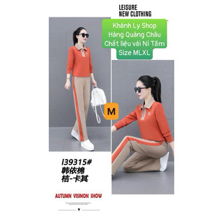 Bộ đồ nữ.sét thể thao cổ kéo khóa quần ống suông.đồ thu đông.chất vải nỉ xốp.hàng quảng châu.Size MLXL.khánh ly shop