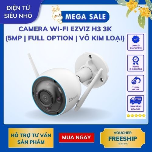 Camera wifi ngoài trời Ezviz H3-5MP (3K | Kim loại | Đèn Còi) - Hàng chính hãng