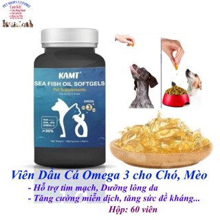 Viên dầu cá OMEGA3 cho Chó Mèo Kamt Sea fish oil softgels Hộp 60 viên Giúp tăng cường miễn dịch, tăng sức đề kháng