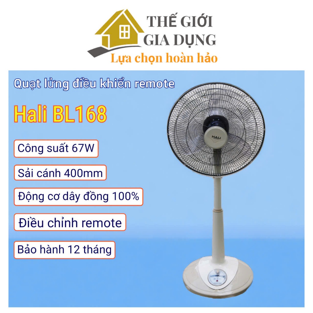 Quạt Lửng remote Hali BL168 - Động Cơ Motor Dây Đồng - ĐIỀU KHIỂN TỪ XA