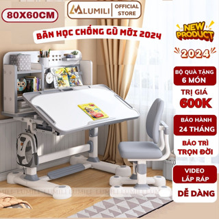 Bộ bàn ghế trẻ em chống gù Lumili C15+, bàn ghế ngồi học có kê sách, tăng chỉnh chiều cao dễ dàng
