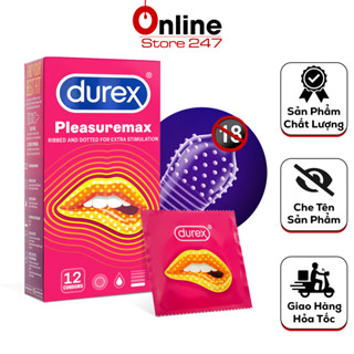 Bao Cao Su Durex Pleasuremax Gân Gai, Bcs Siêu Mỏng, Size Lớn 56mm, Nhiều Gel (Hộp 12C)