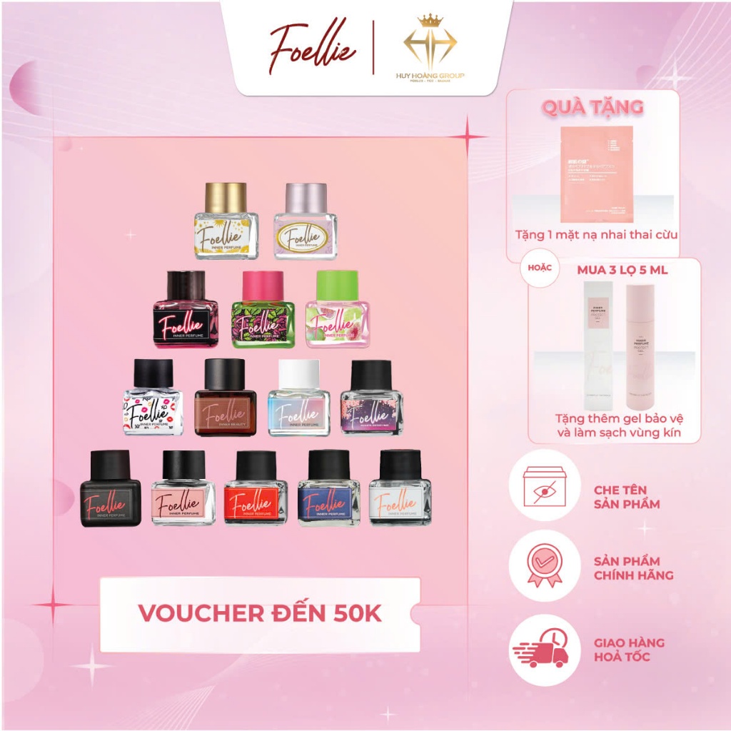 [CHE TÊN SP] Nước hoa vùng kín Foellie chính hãng cao cấp Hàn Quốc nhiều mùi, lưu hương lâu 5ml