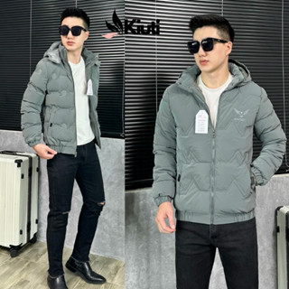 Áo phao nam trần vi tính có mũ tháo rời Kiuti áo khoác nam đẹp mùa đông dày dặn ấm áp mẫu mới 2024