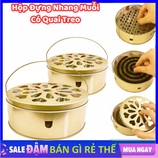 Hộp Nhang Muỗi Chống Cháy Có Quai Xách Nắp Đậy An Toàn Chất Liệu INOX Không Gỉ, Khay Nhang Muỗi#