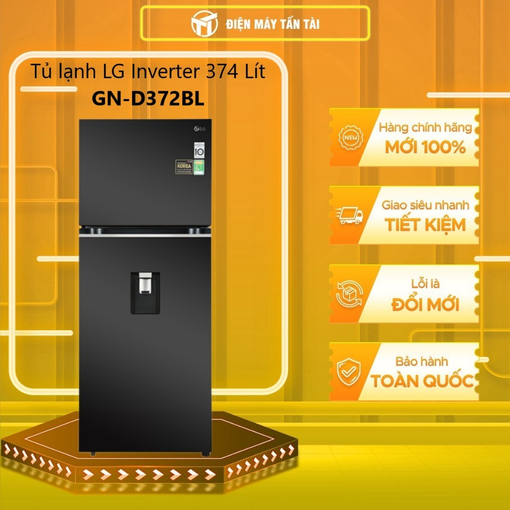 [TẤN TÀI LĐ 0Đ] GN-D372BL - Tủ lạnh LG GN-D372BL Inverter 374 lít - GIAO HÀNG MIỄN PHÍ HCM