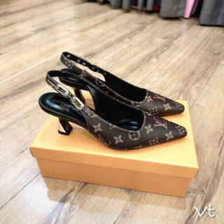 Giày cao gót nữ LV gót thấp- Hàng QC fullbox