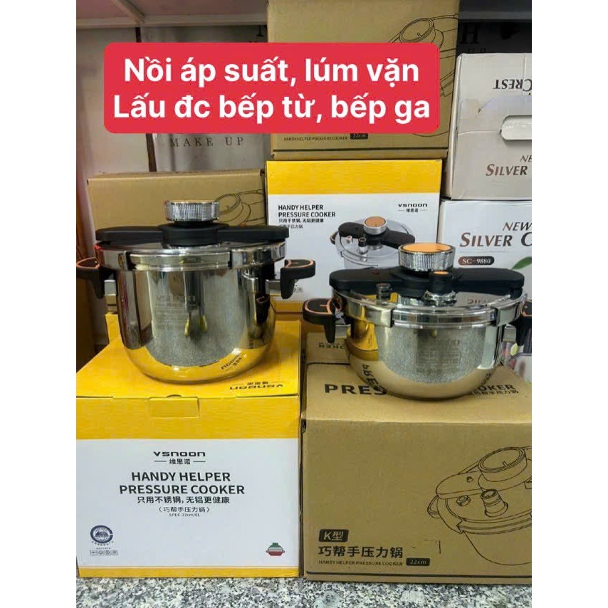 Nồi áp suất vặn mẫu mới 2024,dùng bếp từ ,ga ,hồng ngoại .lốc 304 siêu dày