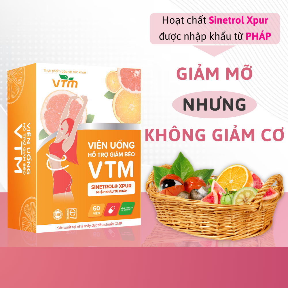 Viên uống hỗ trợ giảm béo VTM giảm cảm giác thèm ăn, phân giải mỡ thừa, an toàn không tác dụng phụ