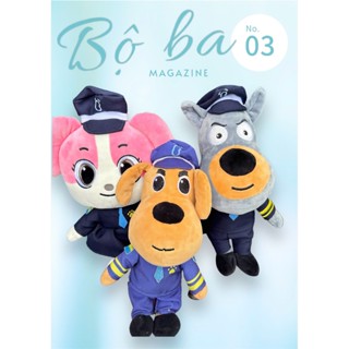 Bộ ba Thú Bông Đồ chơi Hoạt Hình Cảnh Sát Trưởng Labarado,Dobie, Papillon BaByBus 30cm Dành Tặng Cho Bé.