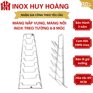 Máng nắp vung inox 100% dày dặn, giá treo vung nồi inox, kệ treo nắp nồi inox, giá để nắp vung inox, kệ để nắp vung