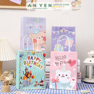 Túi Giấy Kraft Túi Quai Xách Đựng Quà Tặng In Hình Cute Túi Mini Kraft Sinh Nhật Noel Giáng Sinh Dễ Thương