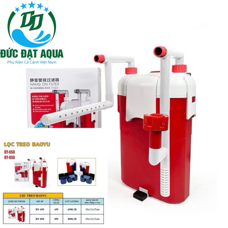 Lọc Treo Baoyu BY-650 BY-850 by -1200 Lọc Treo Cho Bể Cá Cảnh bảo hành 6 tháng