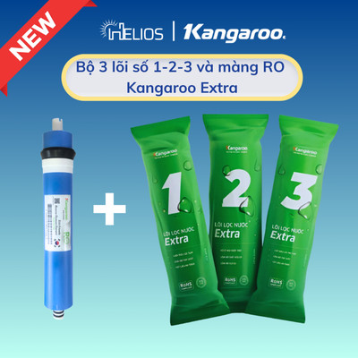 Combo bộ lọc thô 123 và màng RO cho máy lọc nước RO Kangaroo - Hàng chính hãng
