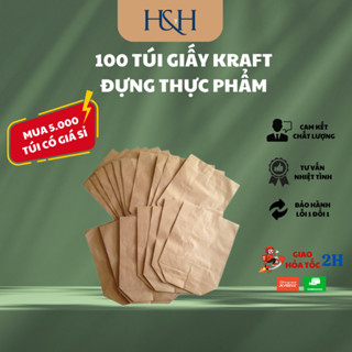 100 Túi Giấy Kraft Đựng Thực Phẩm Bánh Mì, Đồ Chiên, Bánh Rán, Nem Chua - Tổng Kho Hải Hạnh