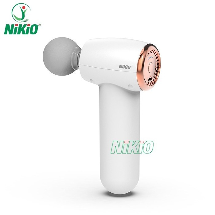 Súng massage cầm tay mini Nikio NK-175 - 7 đầu, có đầu nóng - Màu trắng