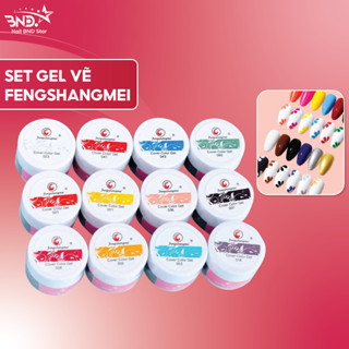 Set gel vẽ Fengshangmei  - Gel vẽ nổi chất đậm đặc 12 màu chuyên dụng làm móng