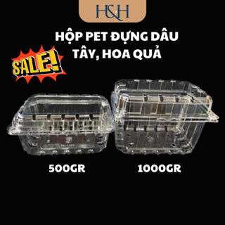 (Set 100 chiếc) Hộp Nhựa Đựng Dâu Tây, Trái Cây, Rau Củ Quả, Thực Phẩm, Chất Liệu Pet Trong Suốt - Tổng Kho Hải Hạnh