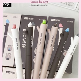Bút Gel Xoay Hesu Nhánh Chim Mực Đen Nhanh Khô Ngòi 0.5mm [Xinh Lắm Cơ Í]