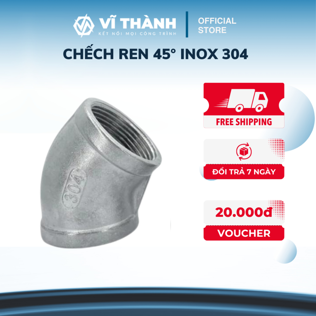Chếch ren INOX 304 (DN15-DN40)