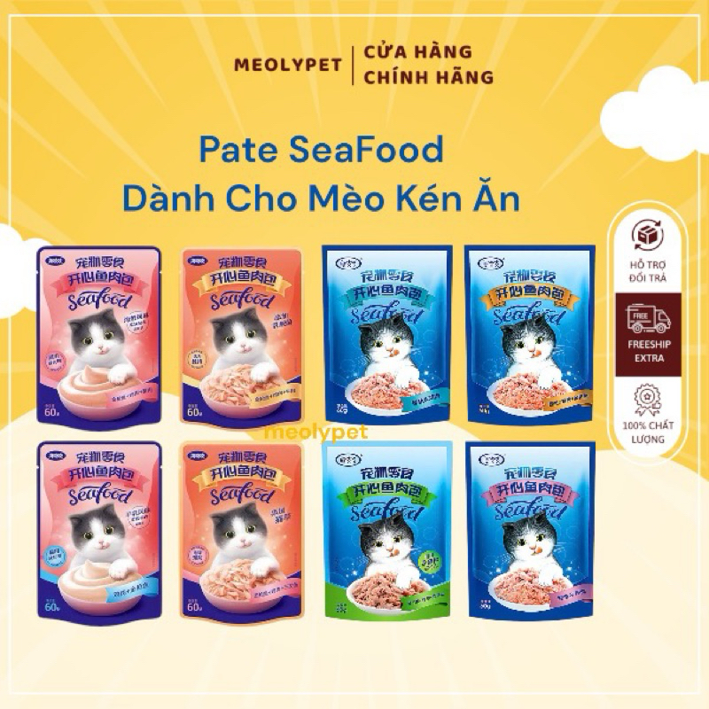 [Freeship] Pate SeaFood Creamy dành cho mèo con, mèo kén ăn thơm ngon, dinh dưỡng gói 60g