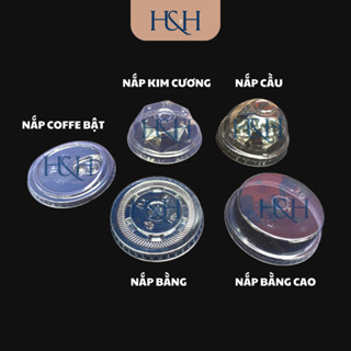 Set 50-100 Nắp Ly Nhựa Phi 95mm, Nắp Cốc Nhựa Dùng 1 Lần, Nắp Đậy Cốc Đậy Ly, Nắp Cầu, Bằng Thấp, Kim Cương, Coffee Bật